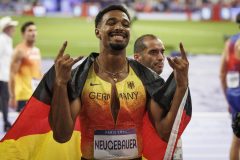 NEUGEBAUER Leo (Germany) freut sich über SILBER im Zehnkampf, Decathlon; Olympische Spiele (Leichtathletik) am 03.08.2024 im Stade de France in Paris (Frankreich).